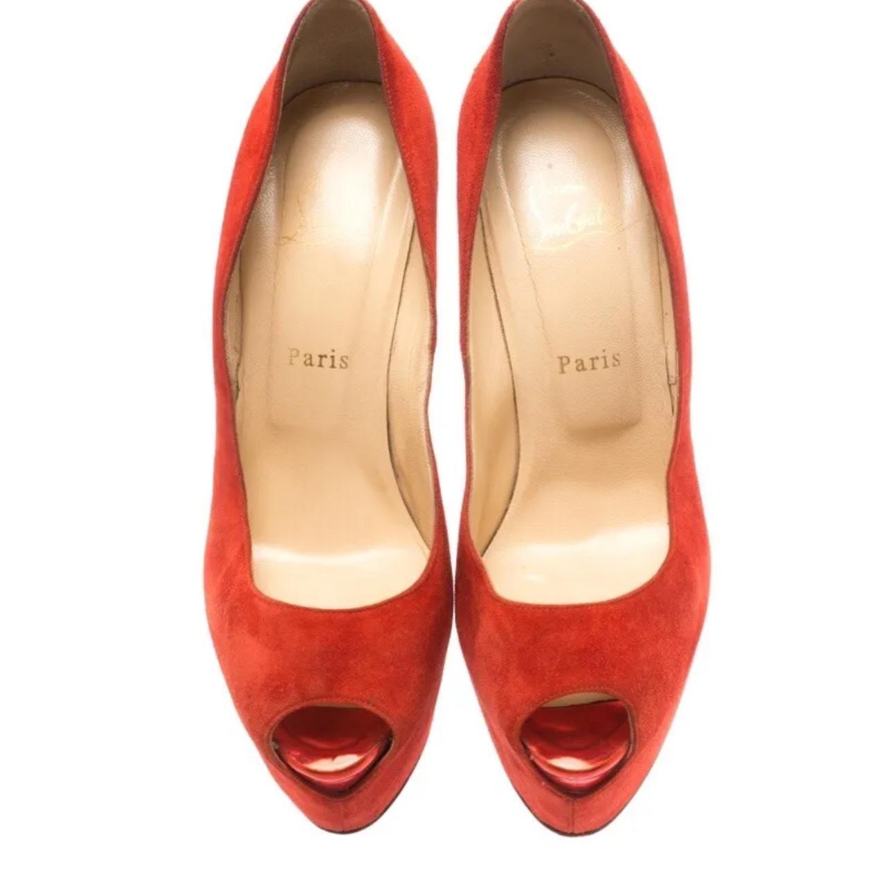 Christian Louboutin Red Suede Highness Peep Depop