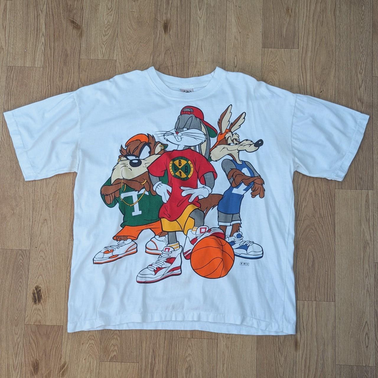 Vintage 90s collectable Looney Tunes white single... - Depop