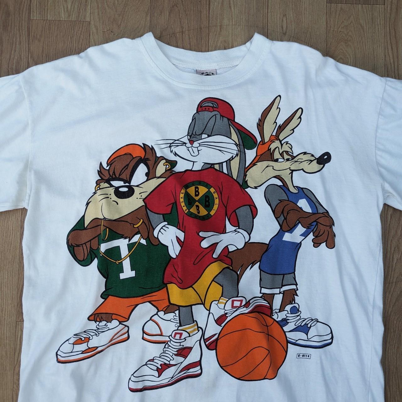 Vintage 90s collectable Looney Tunes white single... - Depop