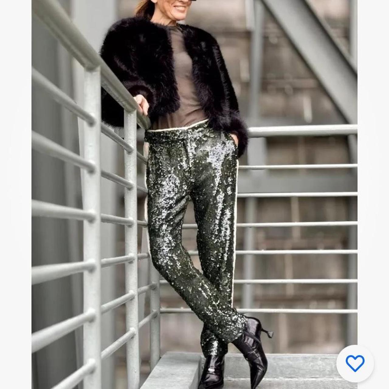 Green Sequin Jacket Sequin Trousers Zara ZARA NEW WOMAN GREEN