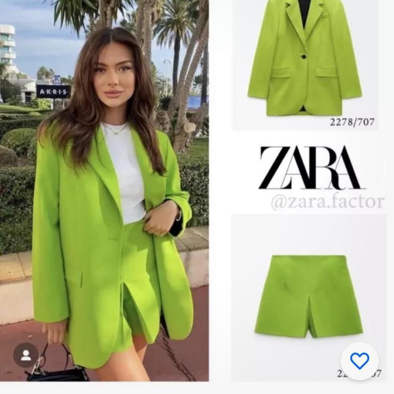 ZARA OVERSIZED BLAZER WITH POCKETS LIME GREEN