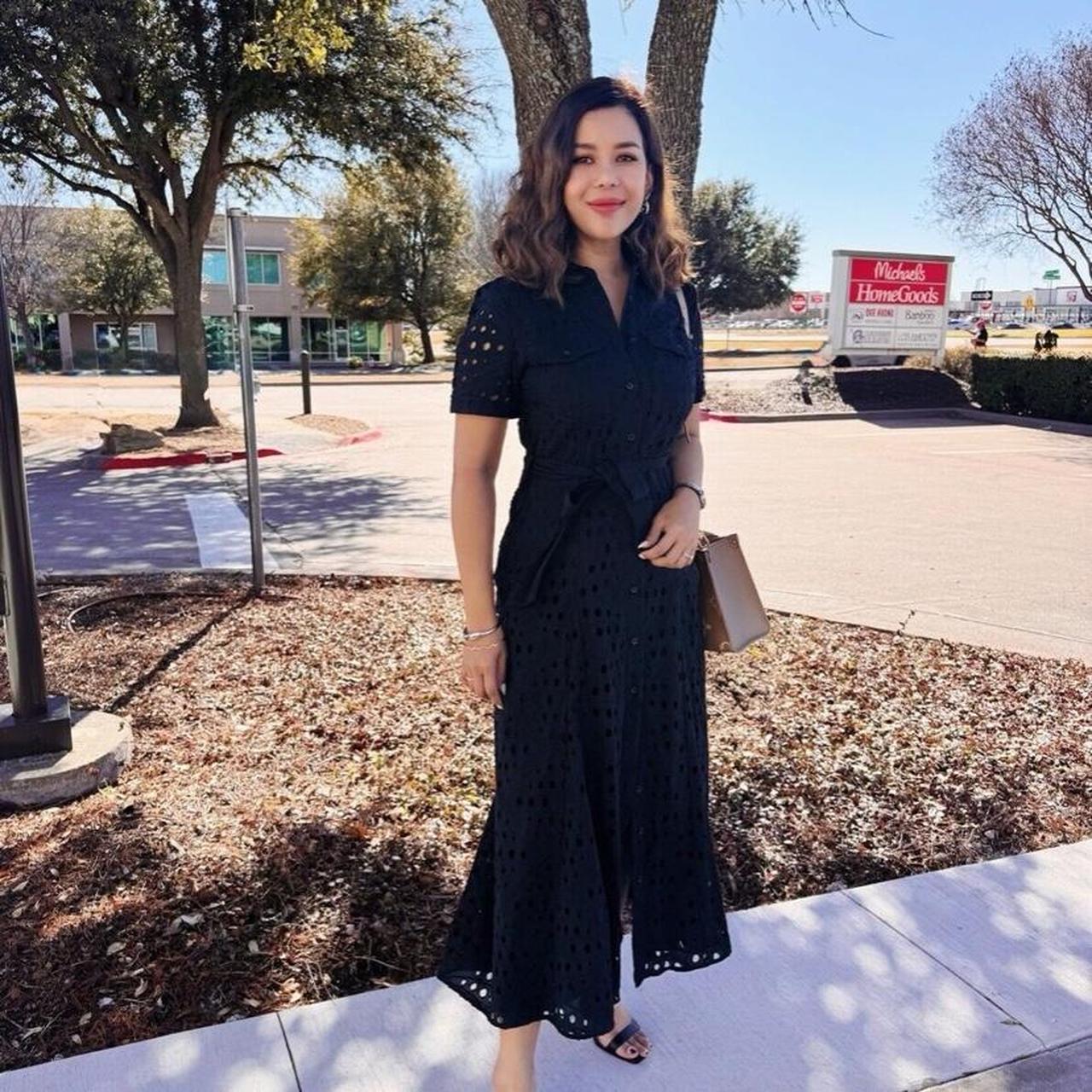 Zara Cutwork Embroidery Midi Dress with Belt Size | Depop