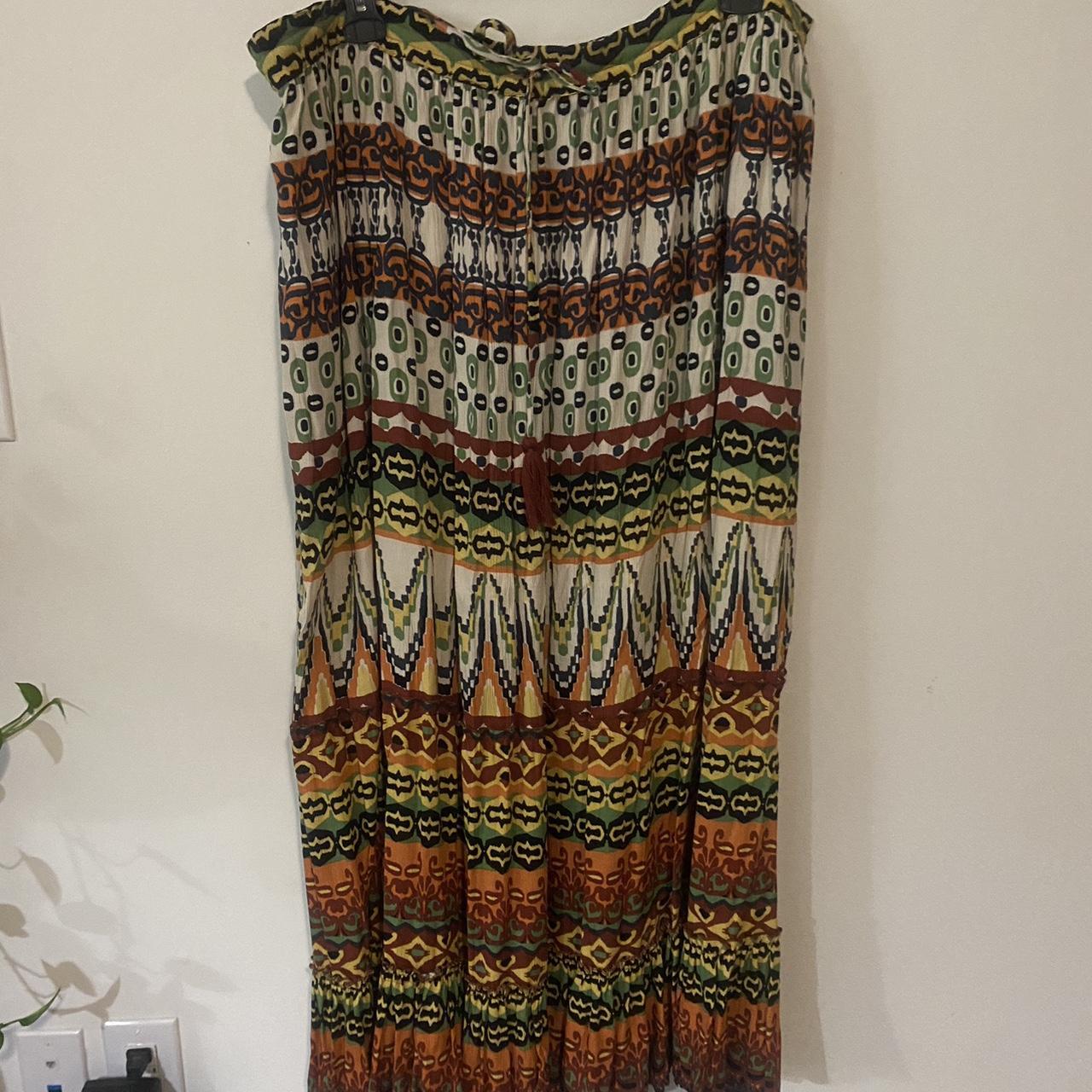 100% viscose/rayon skirt. Boho, earthy ankle length... - Depop