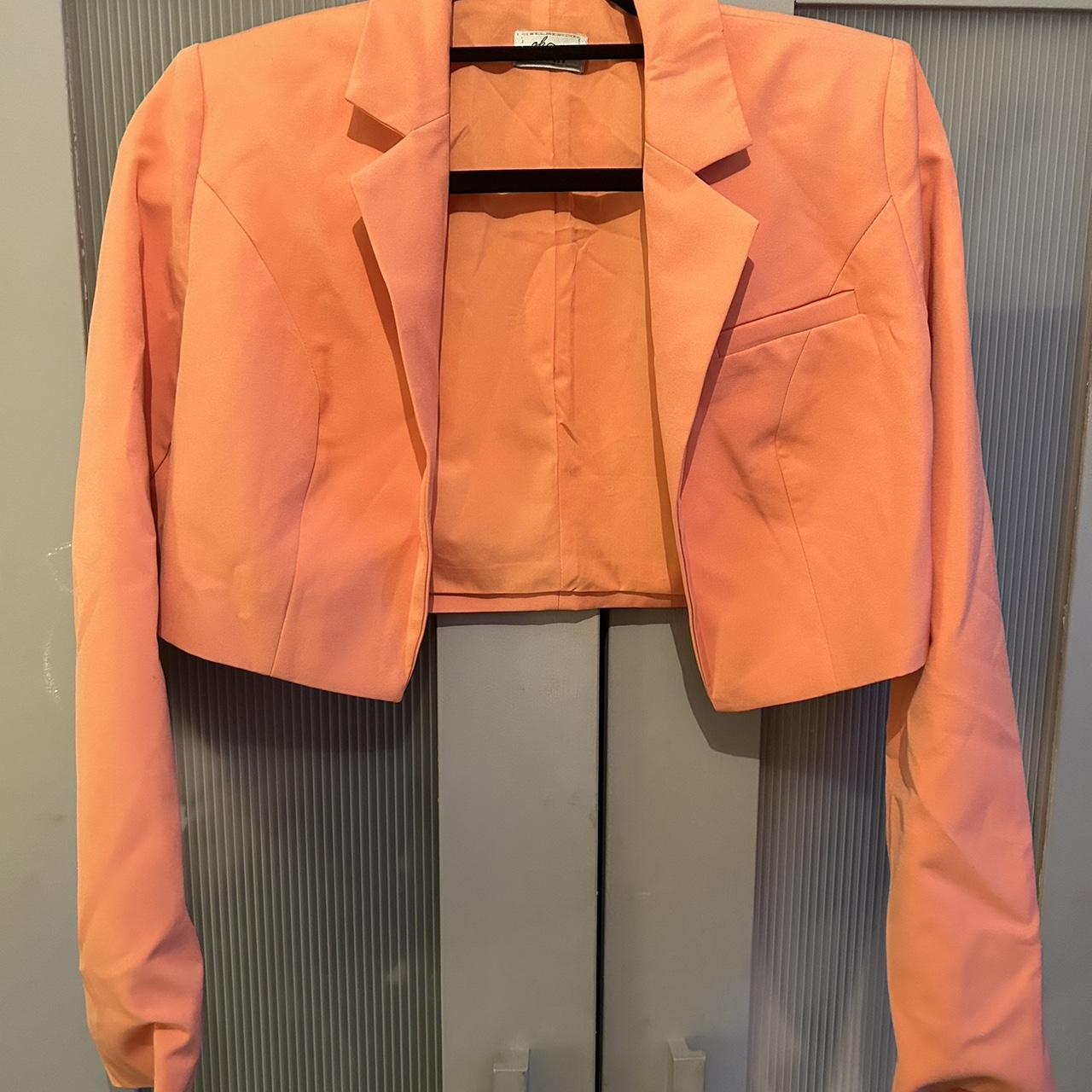 Oh polly Coral orange cropped blazer Only