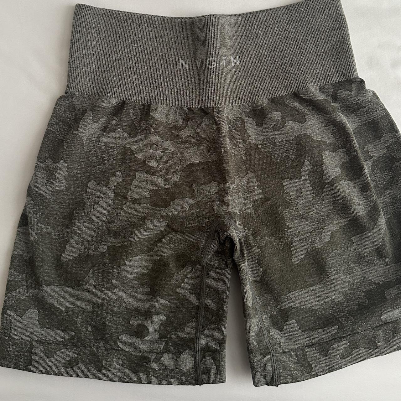 NVGTN Khaki Green Camo Seamless Shorts Size: small... - Depop