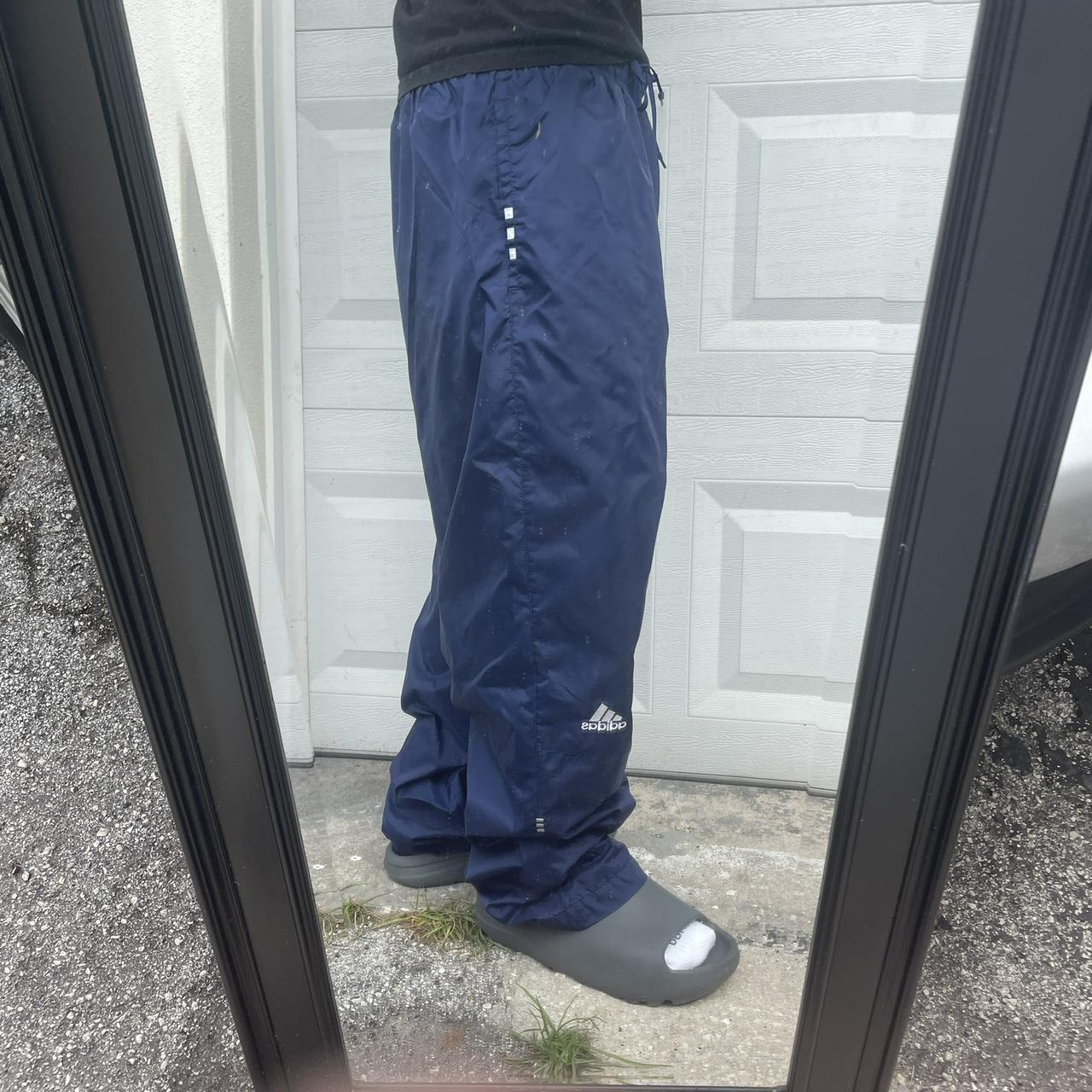 パンツ 90s adidas France nylon wide pants y2k Vintage Y2K Adidas Womens Medium Three Stripe Lined Nylon