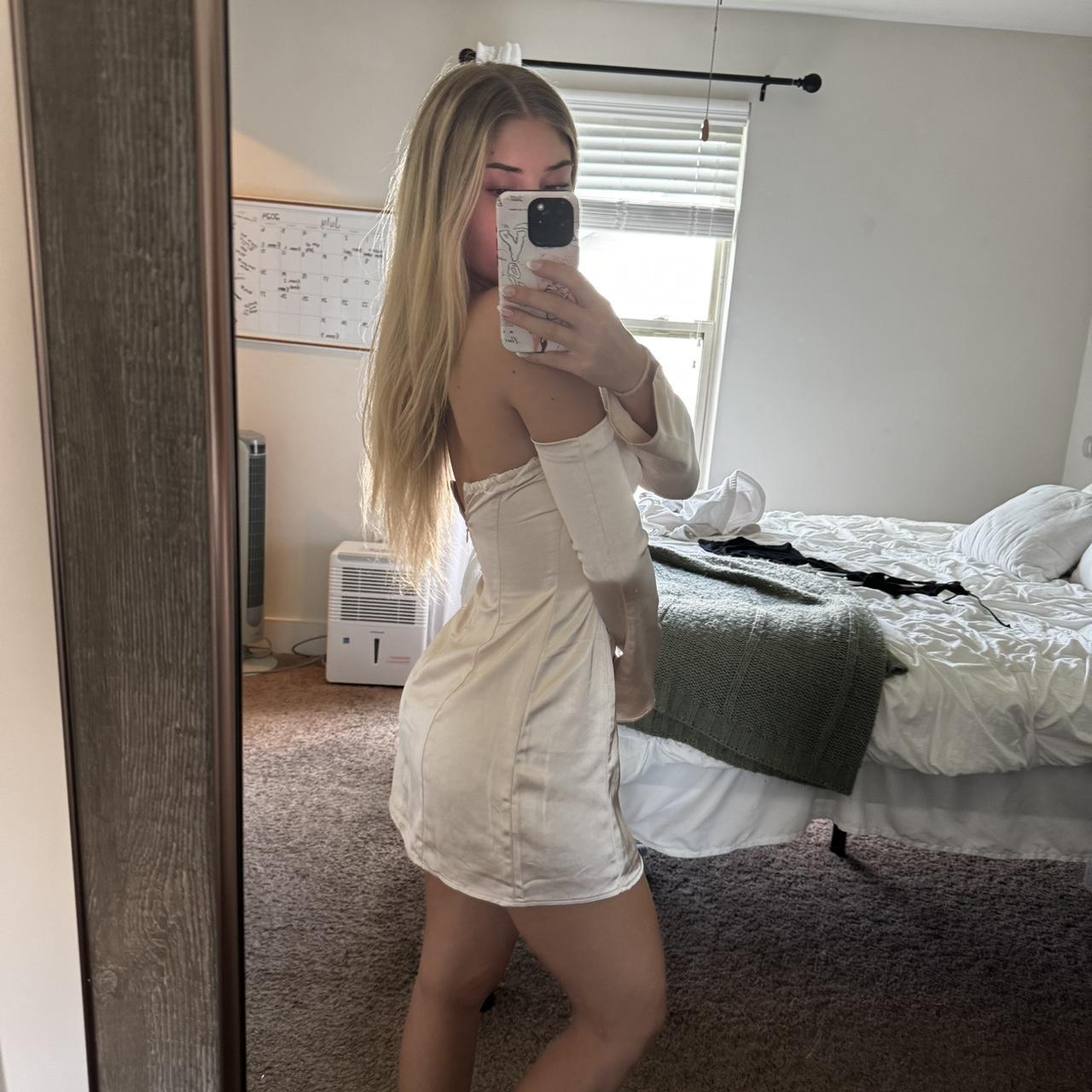 PRINCESS POLLY size xs Champagne satin mini dress... - Depop