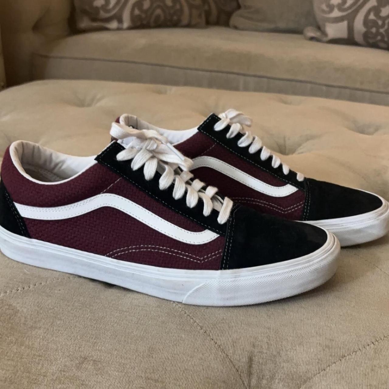 vans off the wall burgundy black shoes size 12 Depop