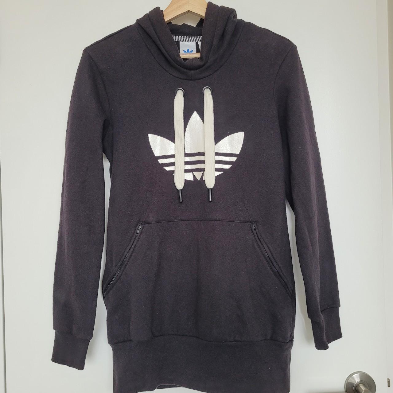 Long fitted #adidas hoodie, with oversized shoelace... - Depop