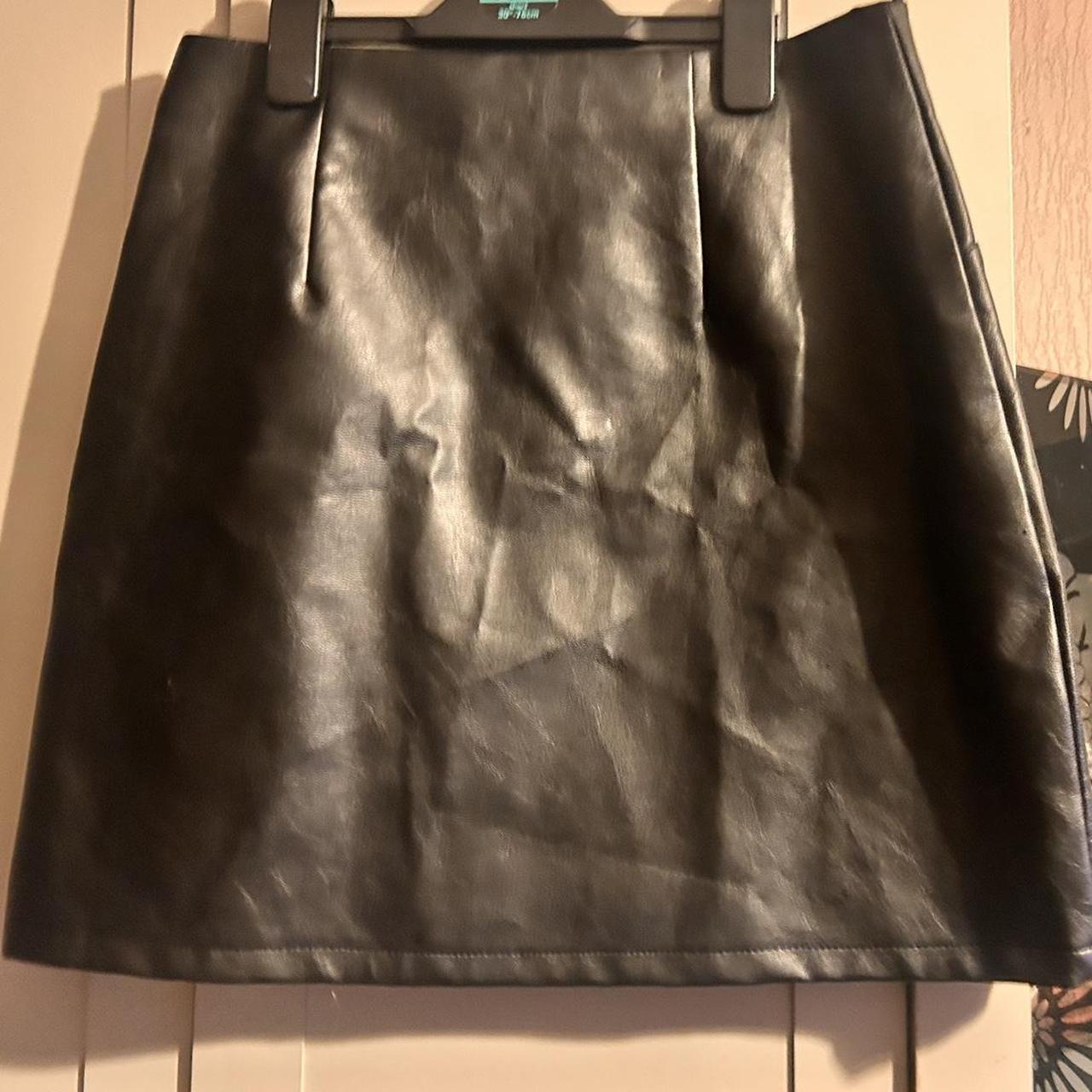primark mini black leather skirt goth emo Depop