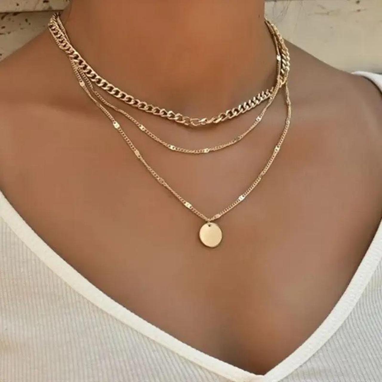 Multilayer Gold Color Necklace Set Brand New In Og Depop