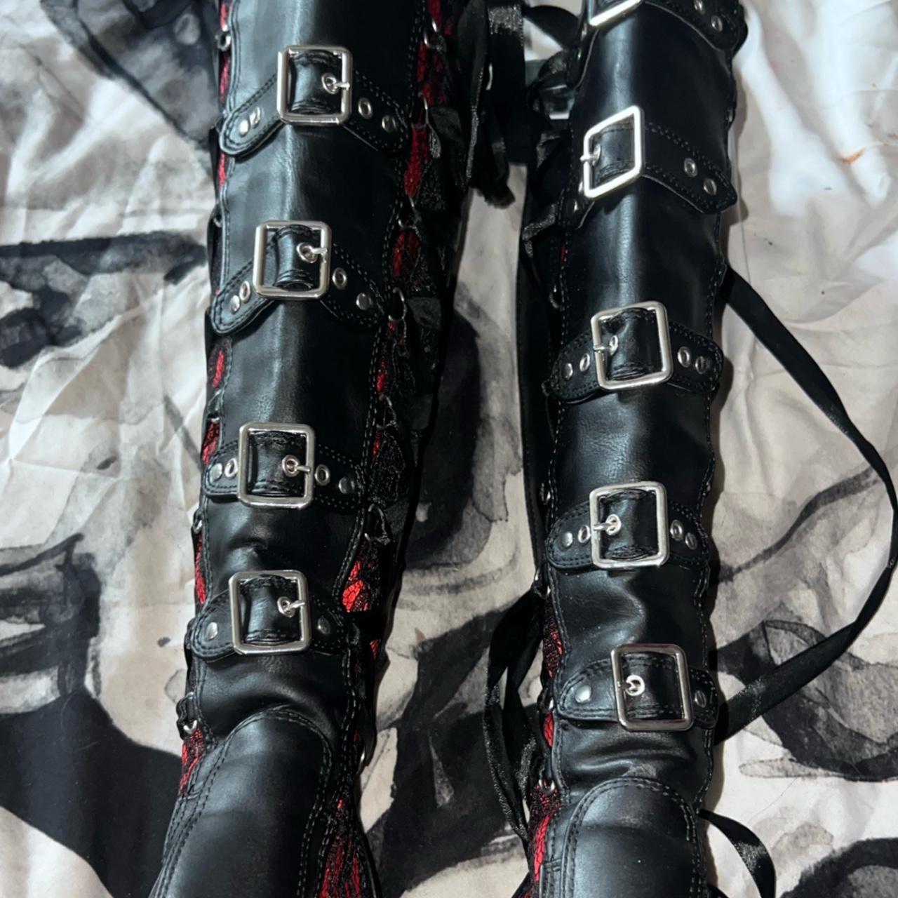 日本未発売+送料関税込☆ DEMONIA CRYPTO-106 Demonia cult Boots CRYPTO106 Black Red Vegan Leather 4” Heal
