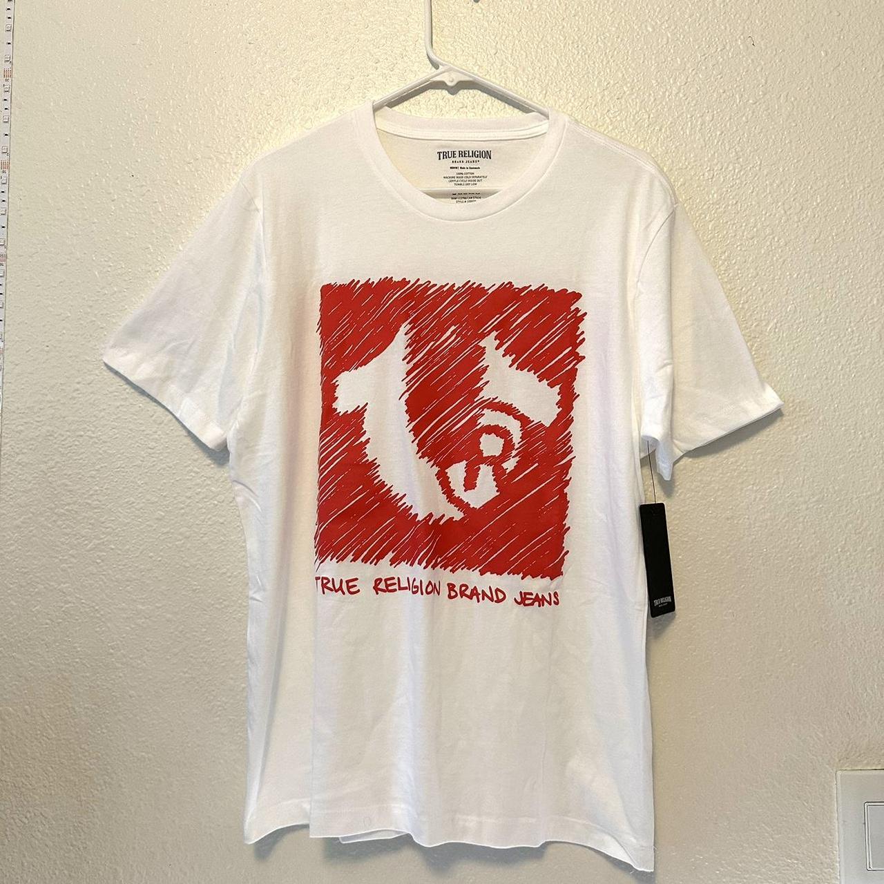 True Religion t-shirt White with red graphic Depop