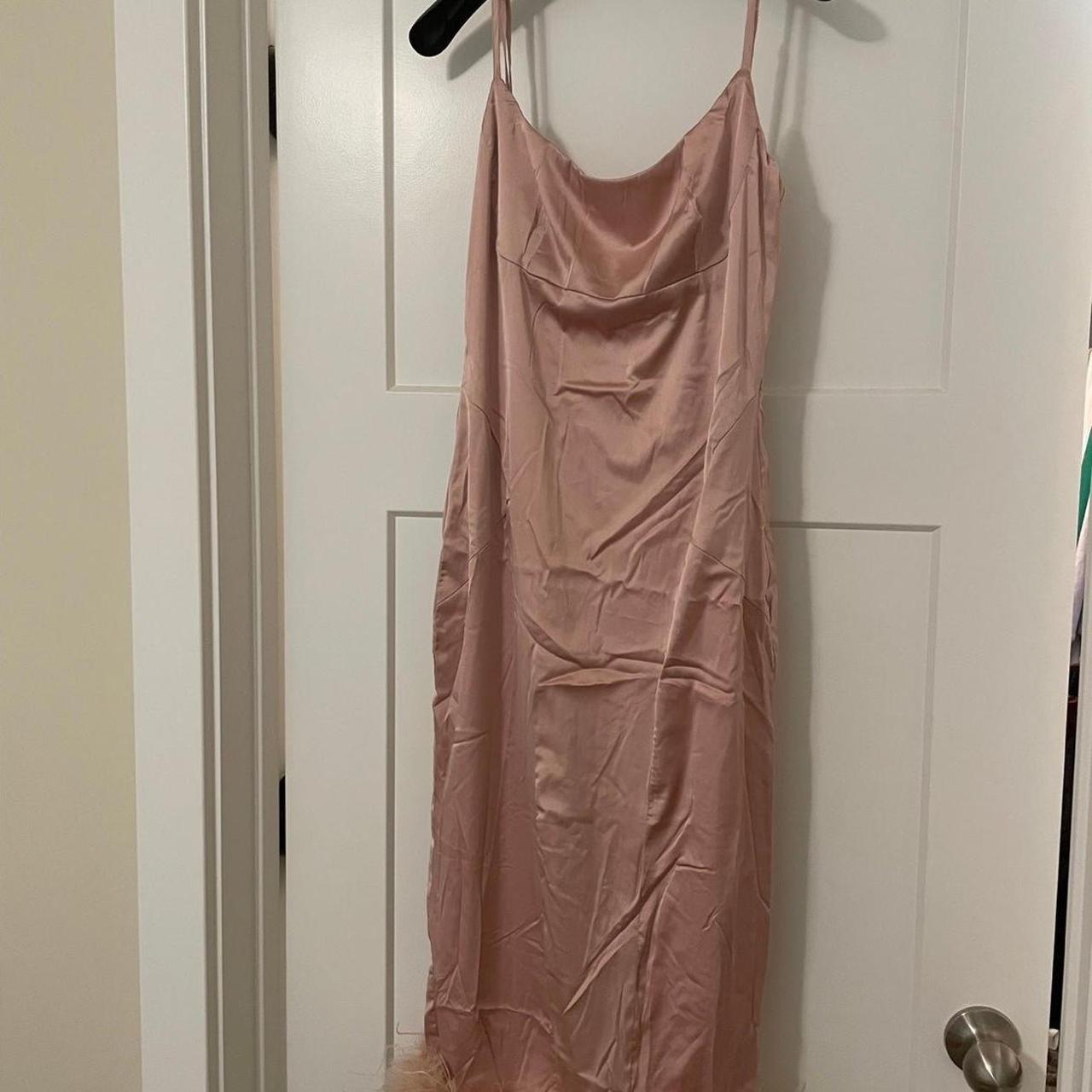 AKIRA Pink Feather Midi Dress Isla feather Depop