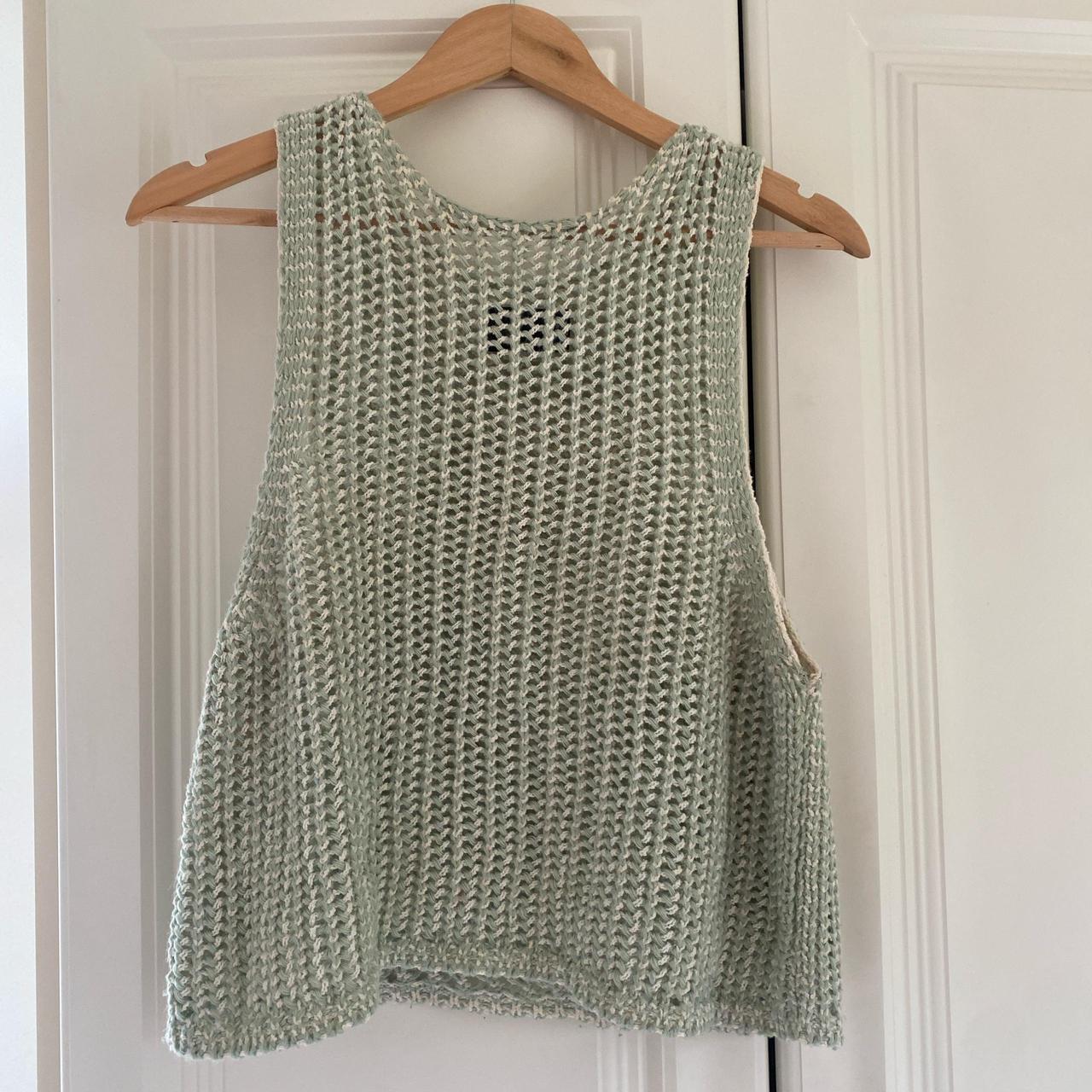 Light green crochet top, perfect for summer or as a... Depop