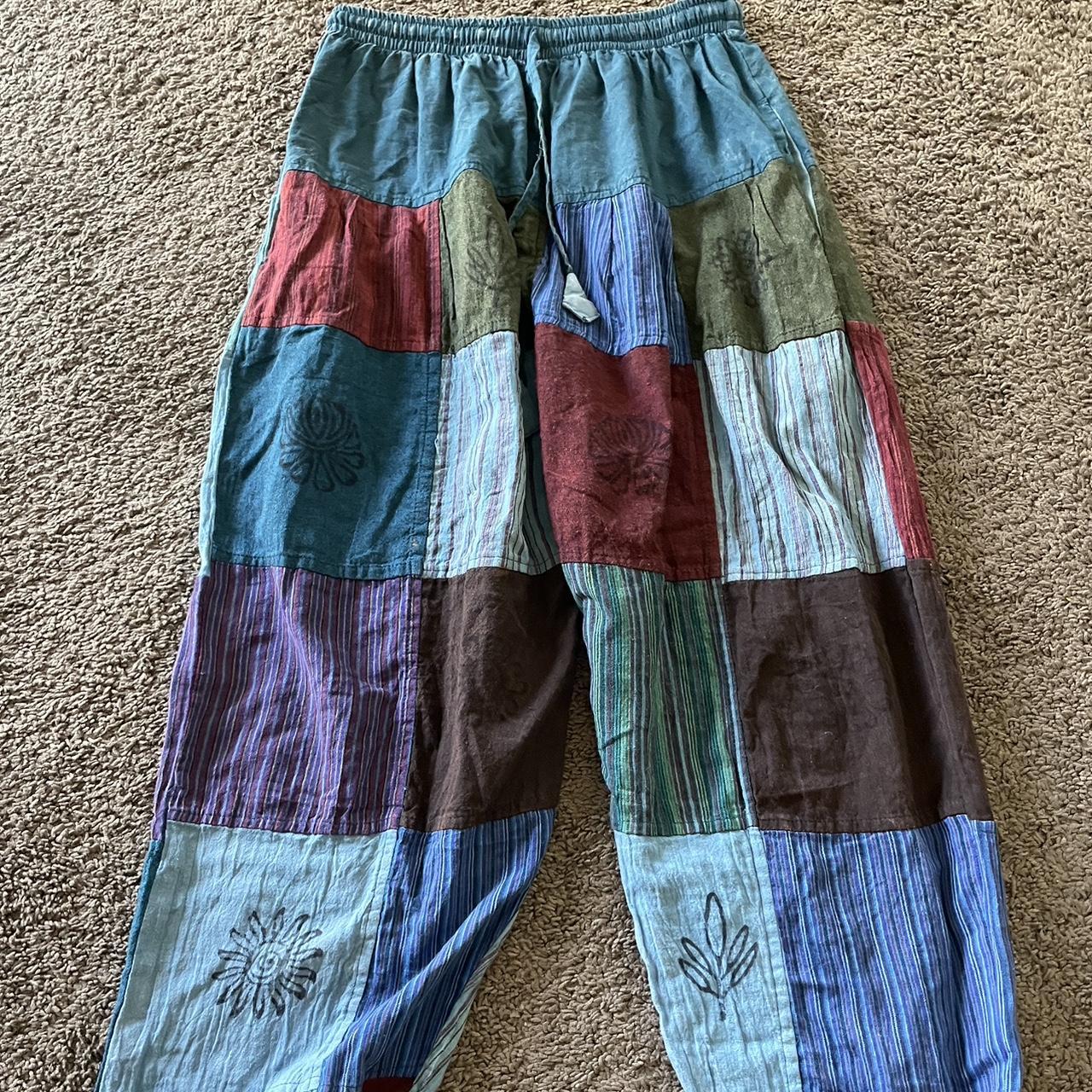 Medium Blue Patchwork Parava Clothing Hippy Pants - Depop