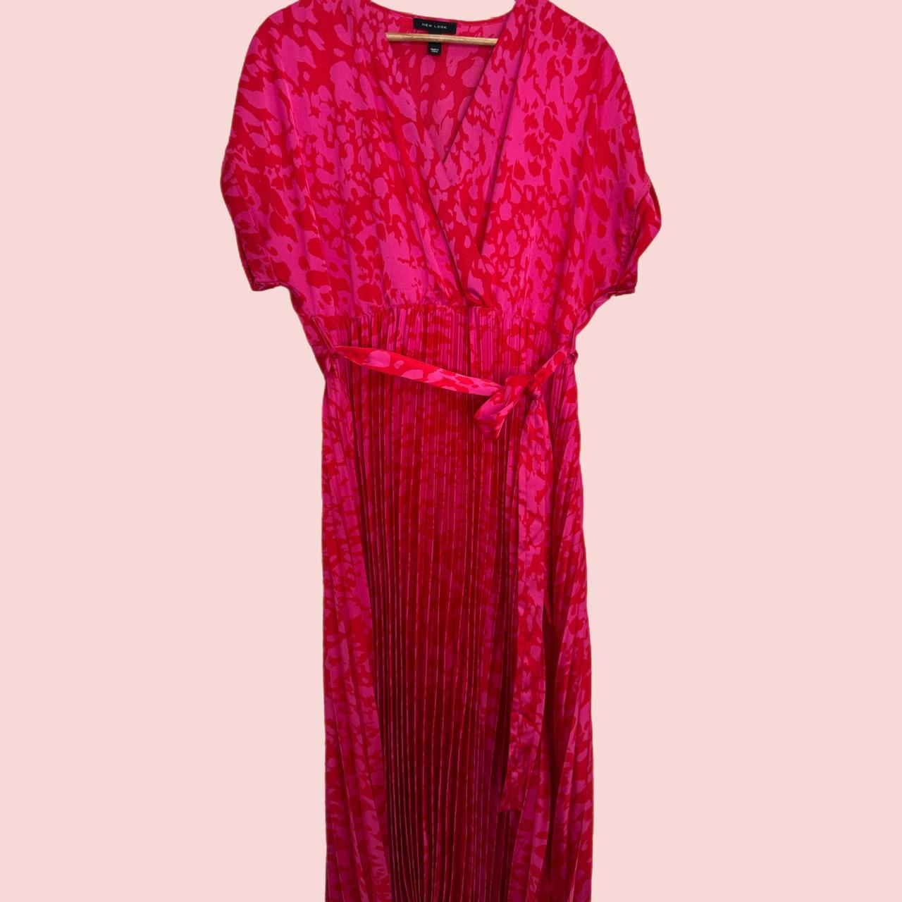 New Look pink and red leopard print silk