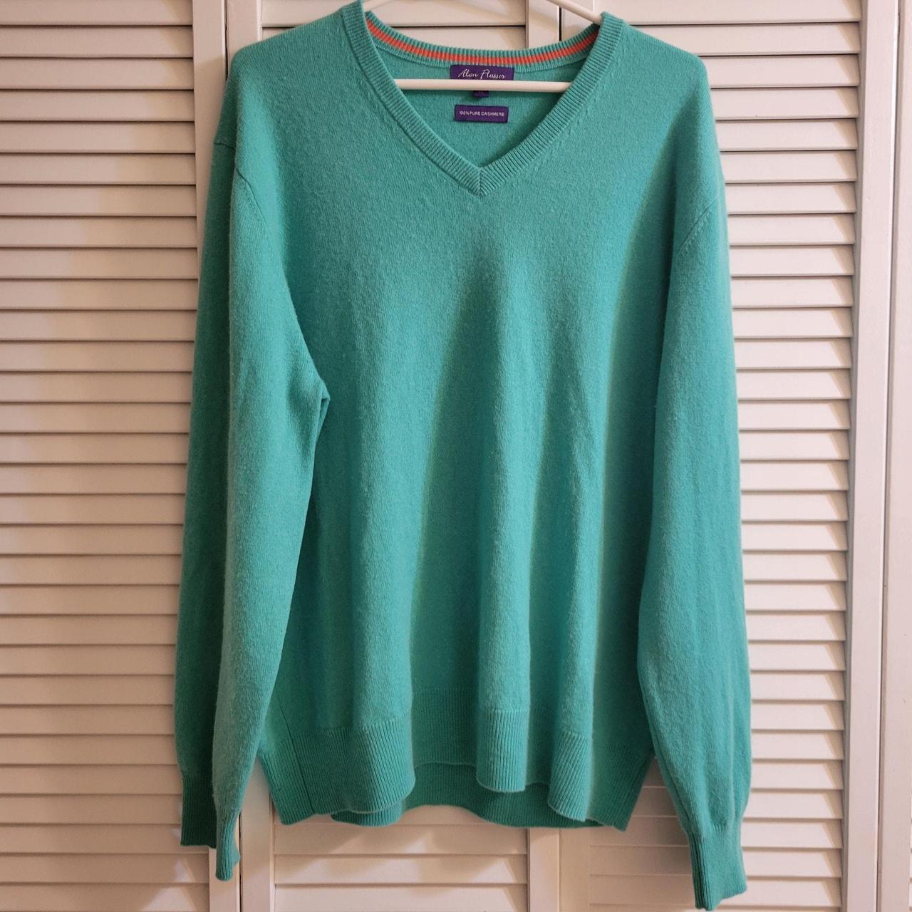 Alan Flusser Pure Cashmere Sweater Size XL Teal