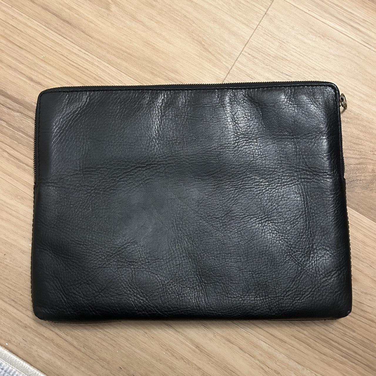 Black leather Madewell 13 inch laptop case with a. Depop