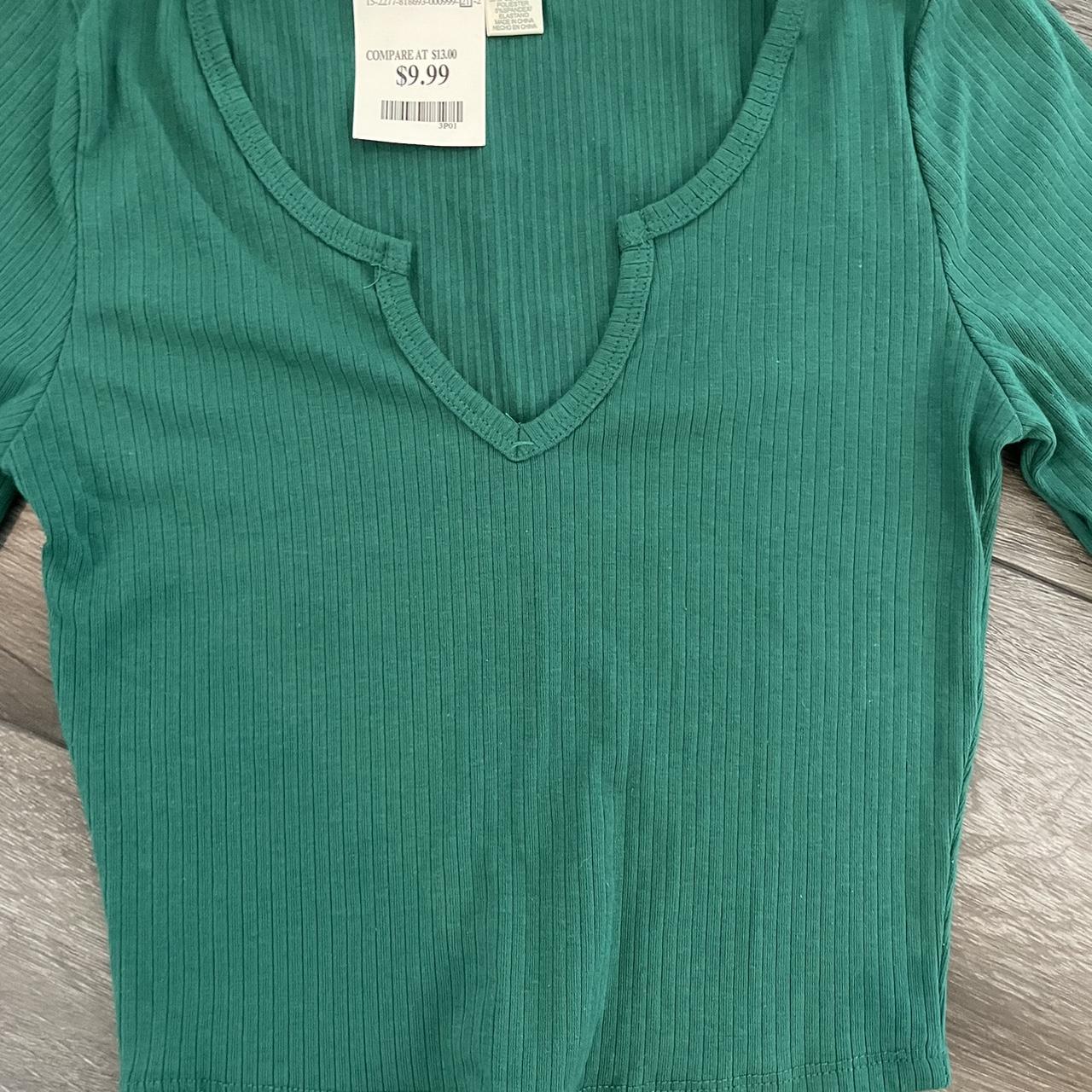 small green cute shirt with long sleeves and a... - Depop