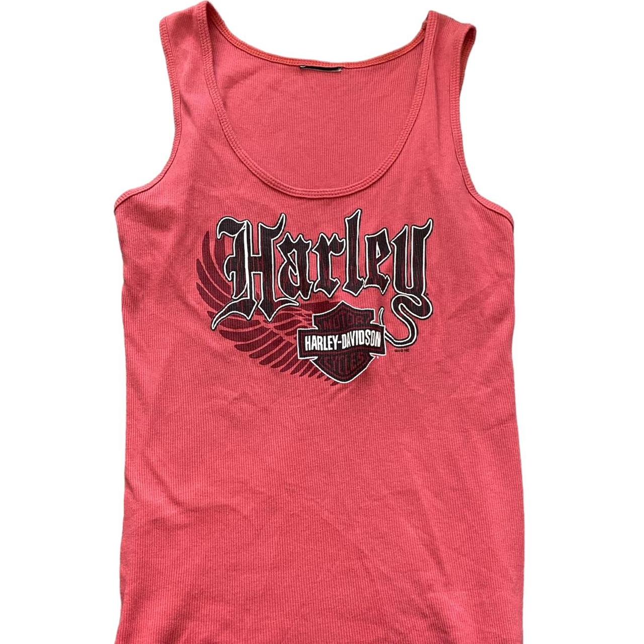 【U LAN】Harley Pig Daying Over Sleeveless Harley Davidson pink and black tank top (no | Depop