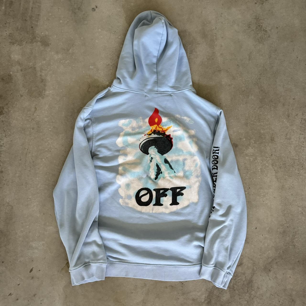 Off white hoodie statue of liberty deals