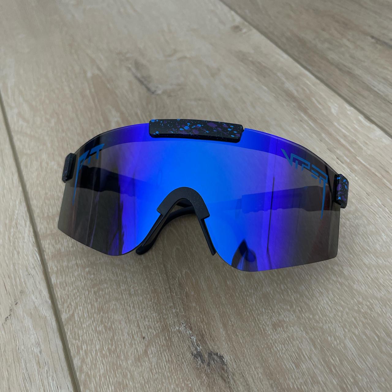 pit viper sunglasses only worn 2 times blue with... Depop