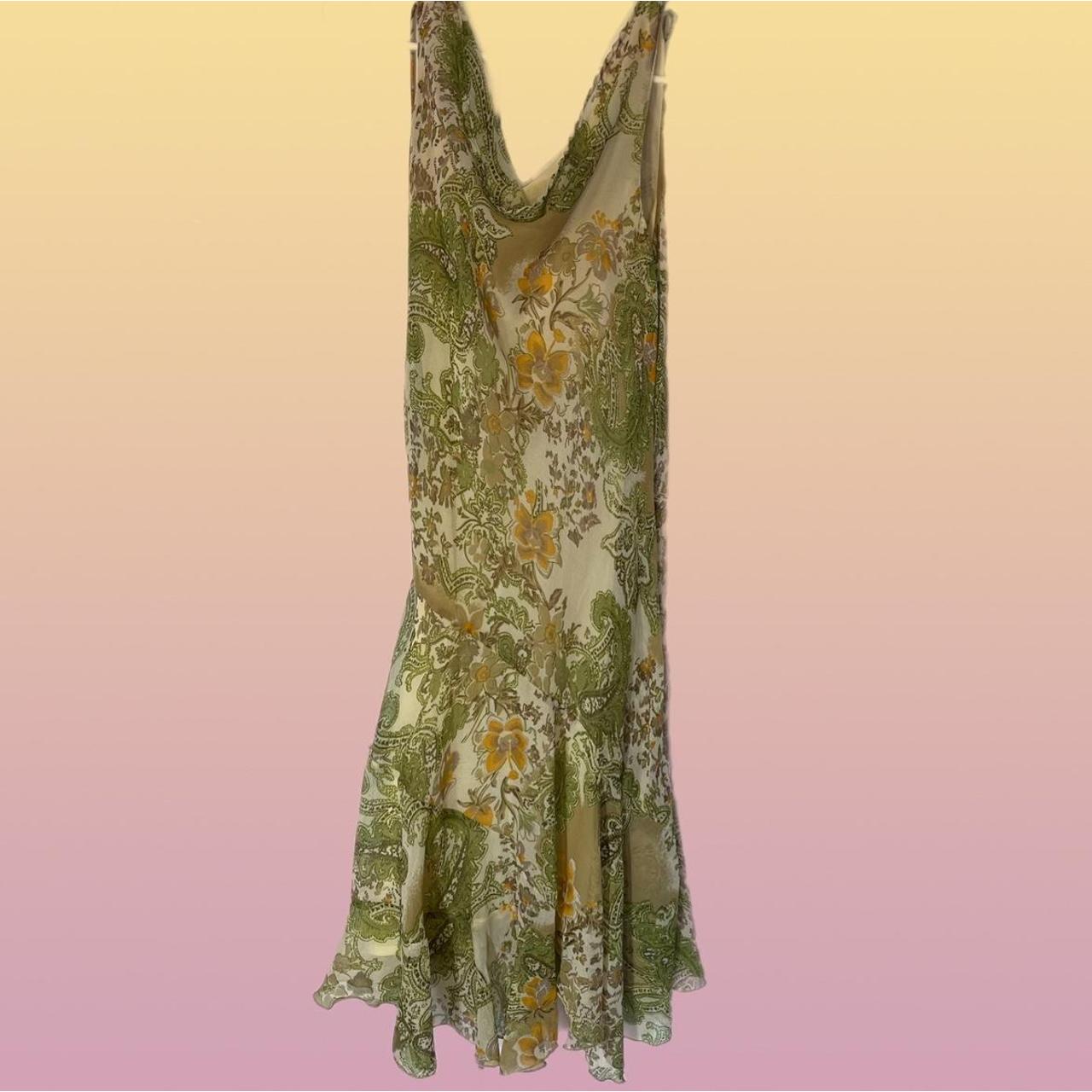 Women's Green and Yellow Dress Depop