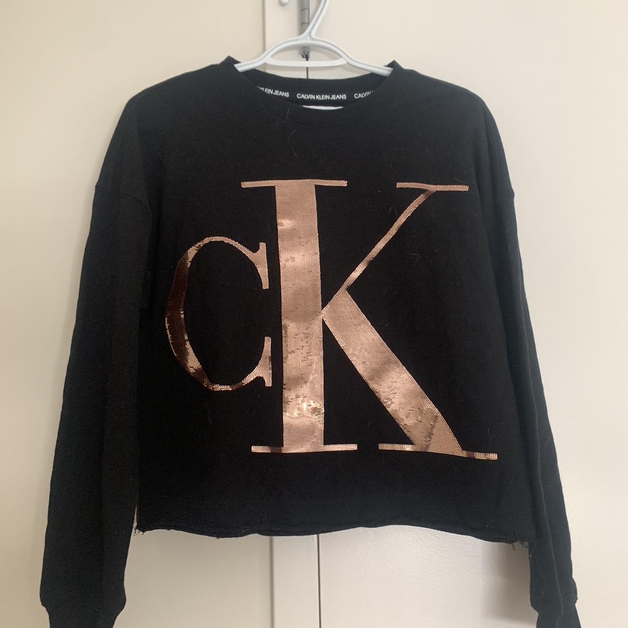 Women s Calvin Klein black crop sweater. Worn once. Depop