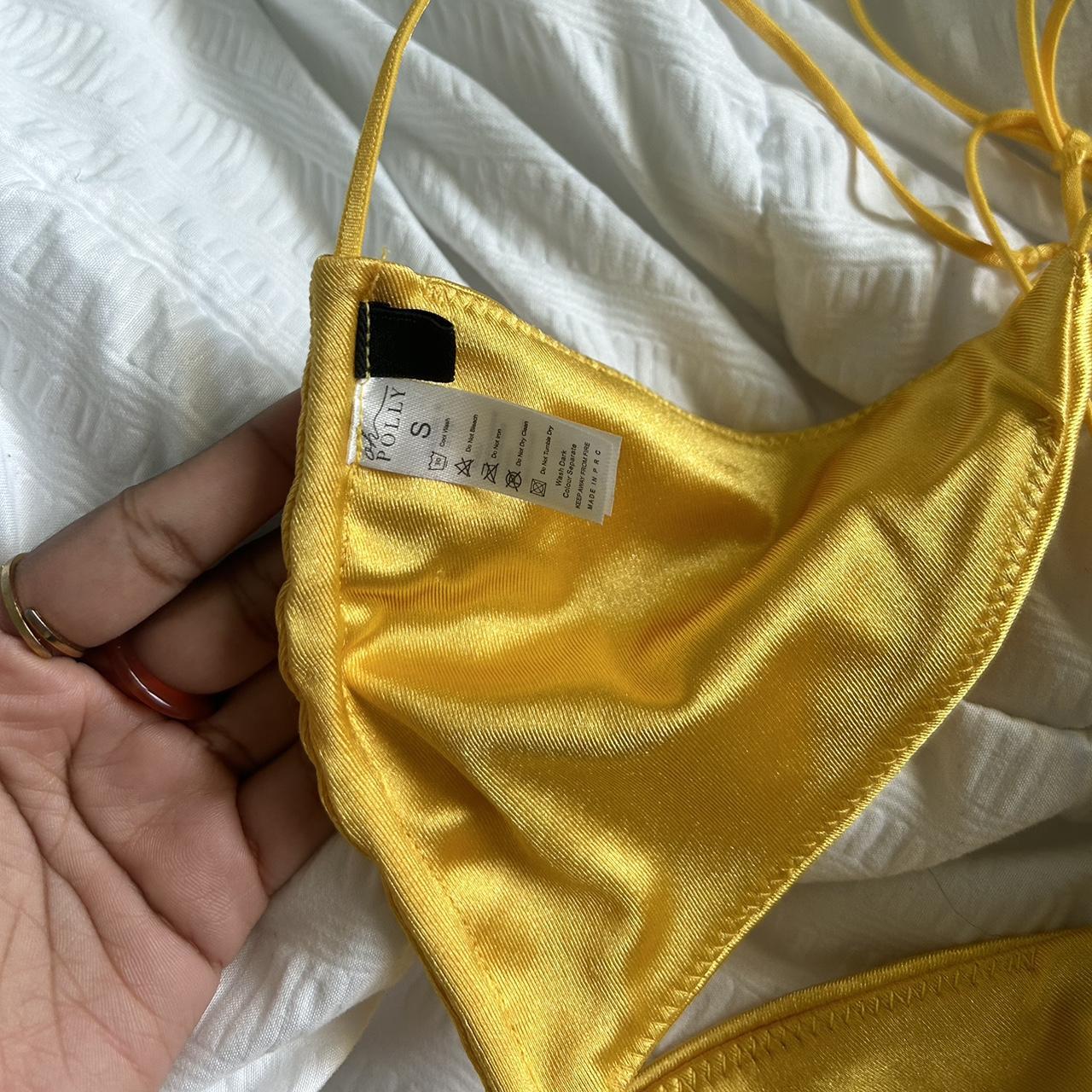 Oh Polly Yellow Satin Bikini Top Is S Bottoms Are Depop