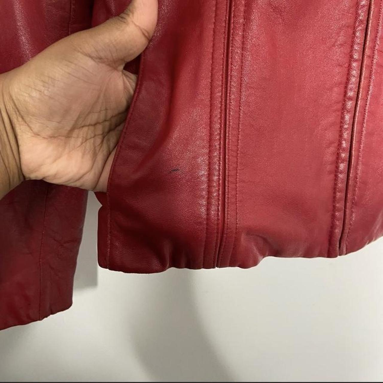 Avanti New York Leather Jacket Red Zip Front Biker - Depop