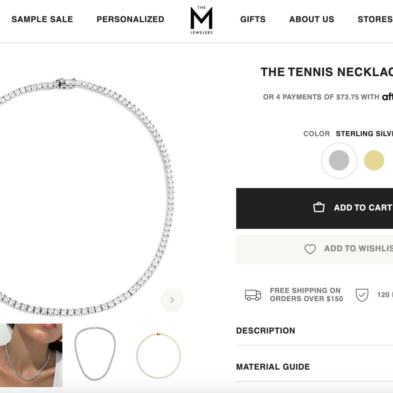 The M Jewelers Tennis Necklace Never worn Sterling | Depop