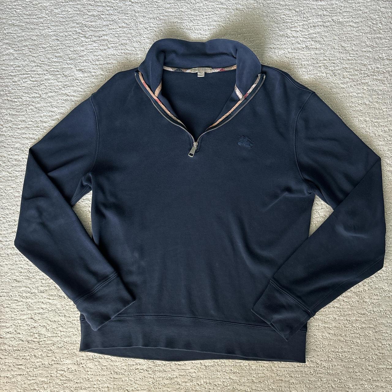 Burberry Luxury Quarter Zip 1 4 Navy Blue Men s Size