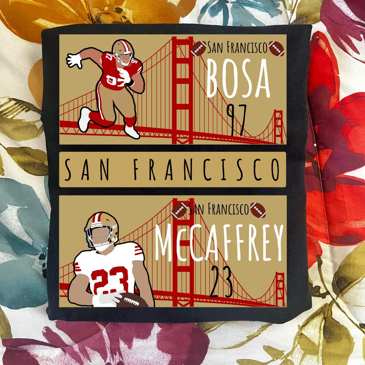 San Francisco 49ers Hand Drawn Bosa McCaffrey Unisex... - Depop