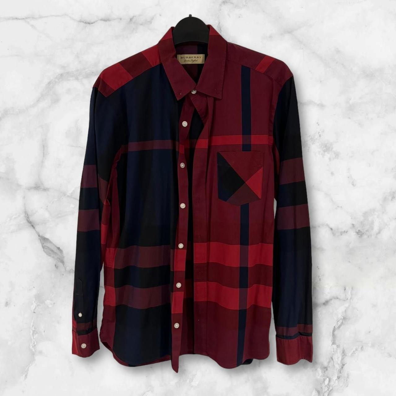 Burberry shirt burgundy best sale