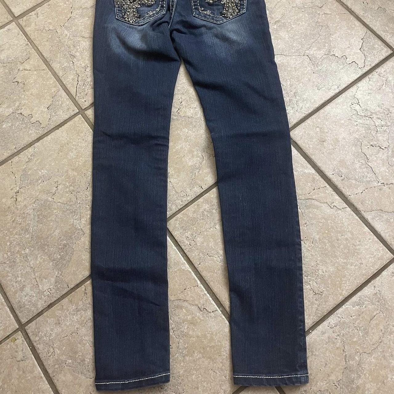 Miss Me Women's Navy and Blue Jeans | Depop