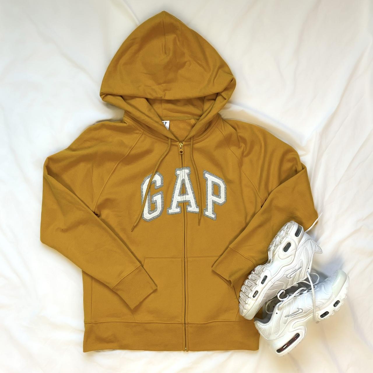gap zip up hoodie size medium worn once to try on,... - Depop