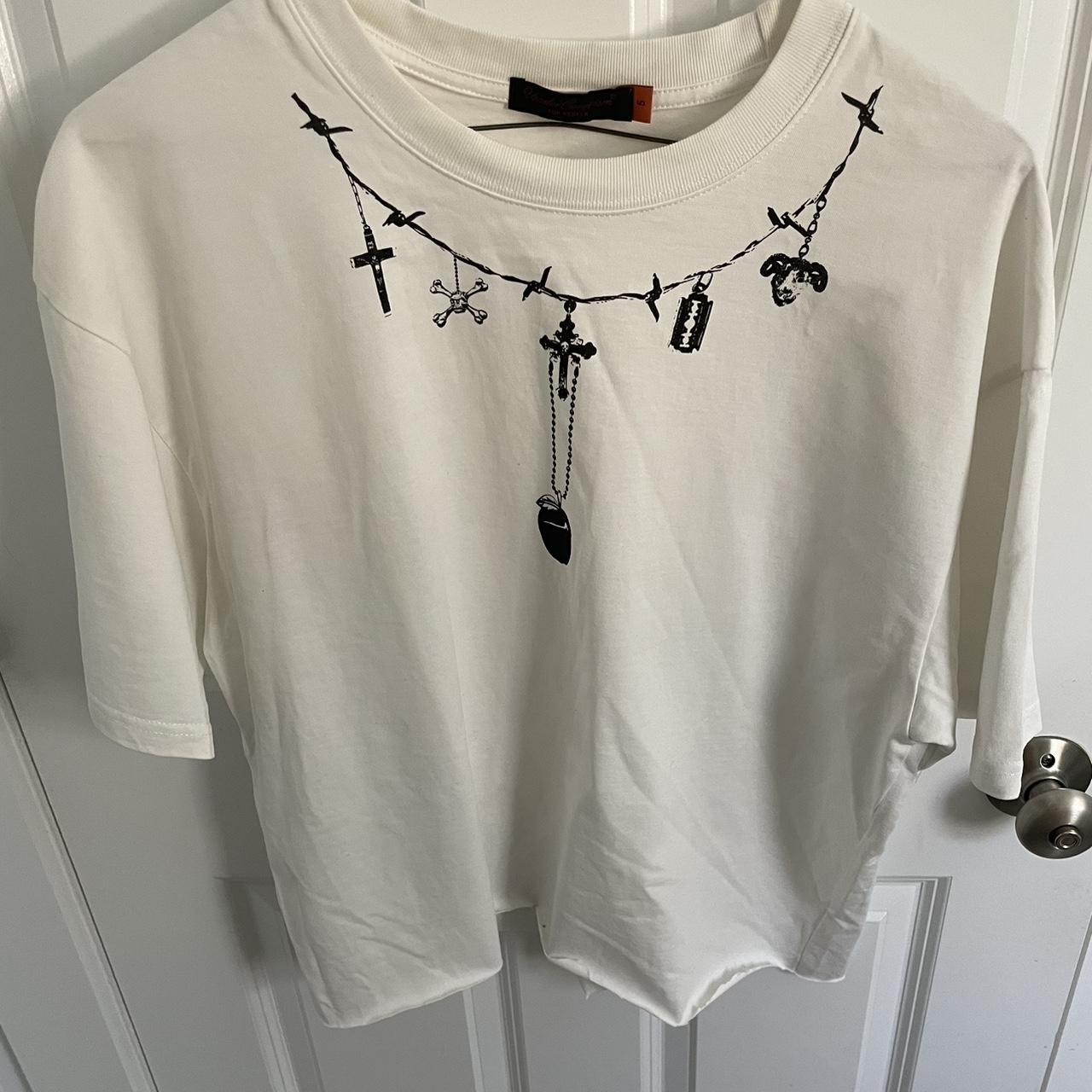 Undercover rosary shirt. Size 5 but I cropped it so...