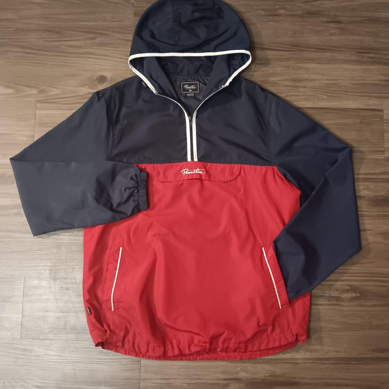Primitive skateboarding red and navy blue wind breaker