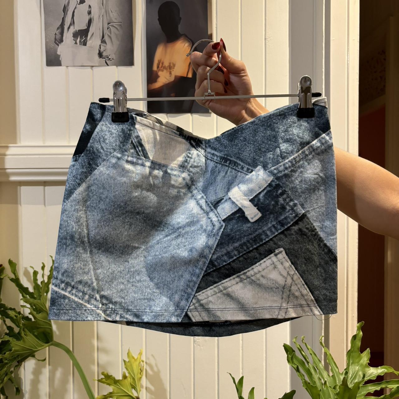 motel rocks denim mini skirt: size small