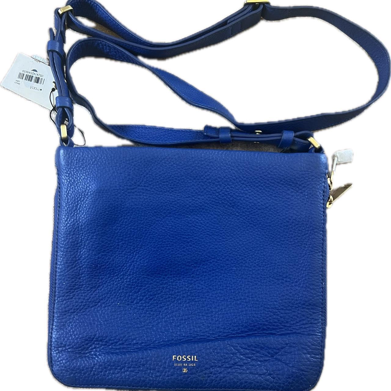 Fossil Women’s Chain Leather Blue Crossbody discount Bag