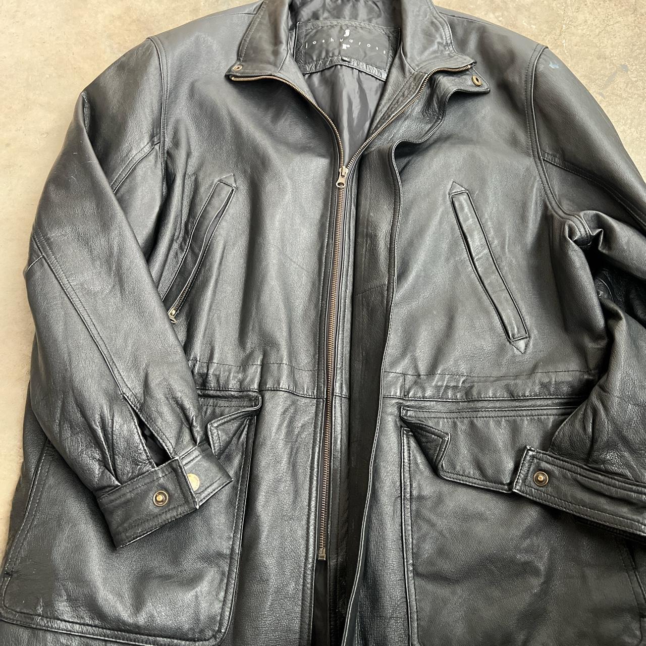 Vintage Joshua Ross longline leather coat Super... - Depop