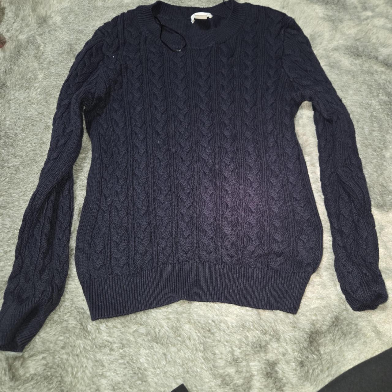 Navy blue cable knit jumper #cableknit #navyblue Depop