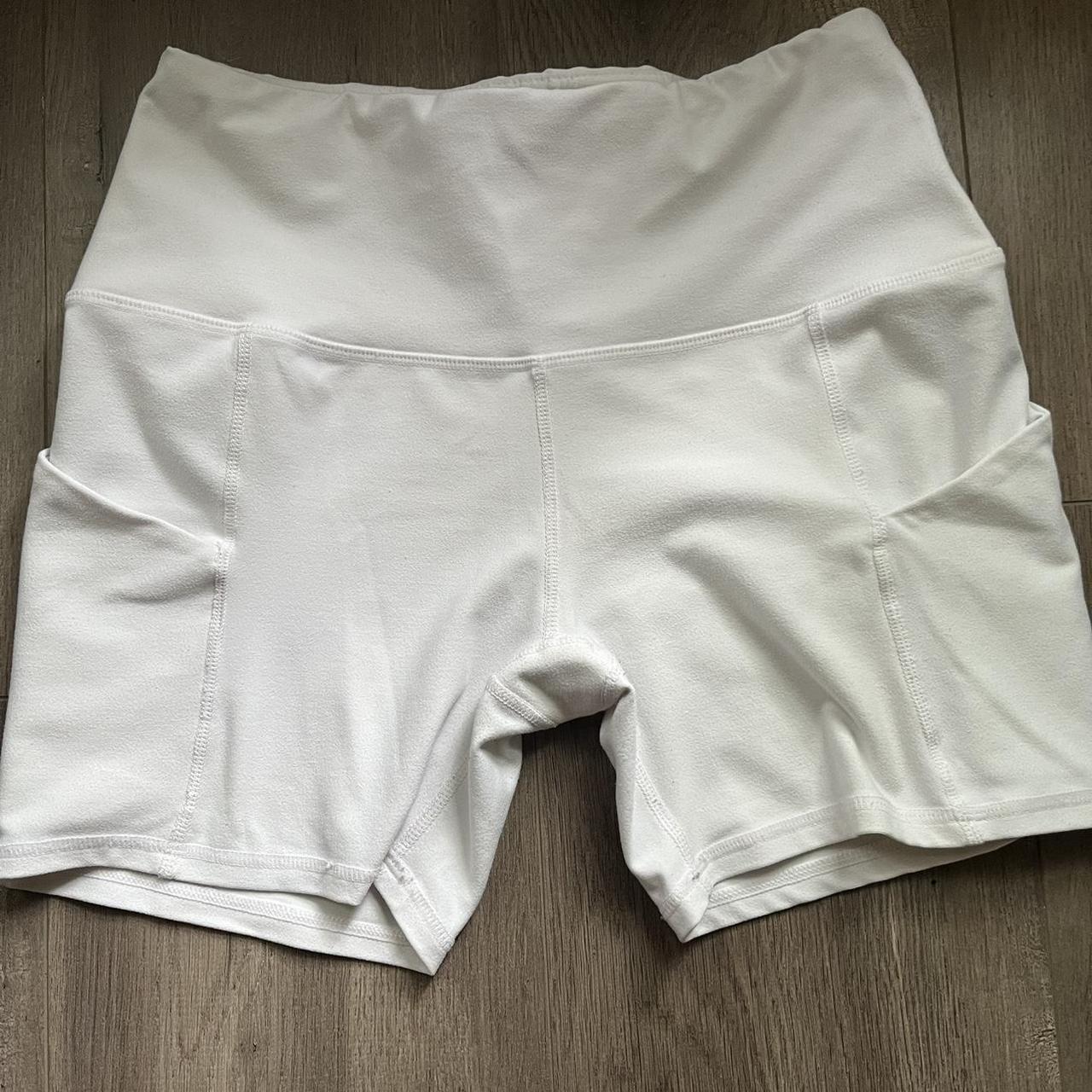 small white biker short - Depop