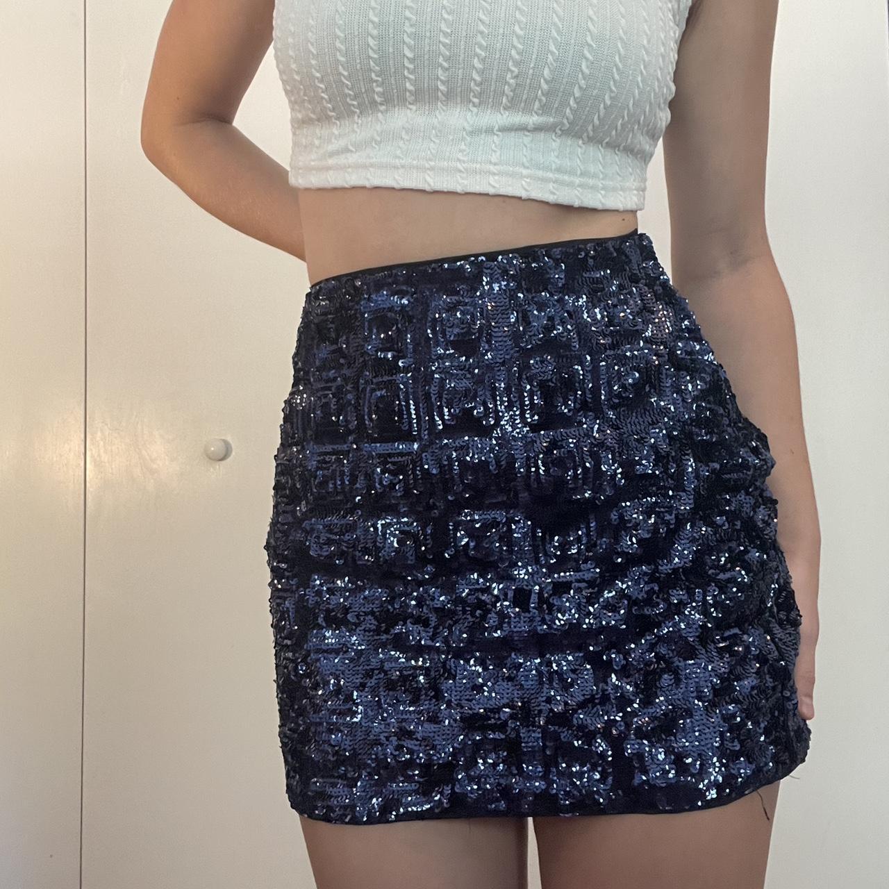 H&M blue sequin skirt Perfect going out skirt, - Main Image