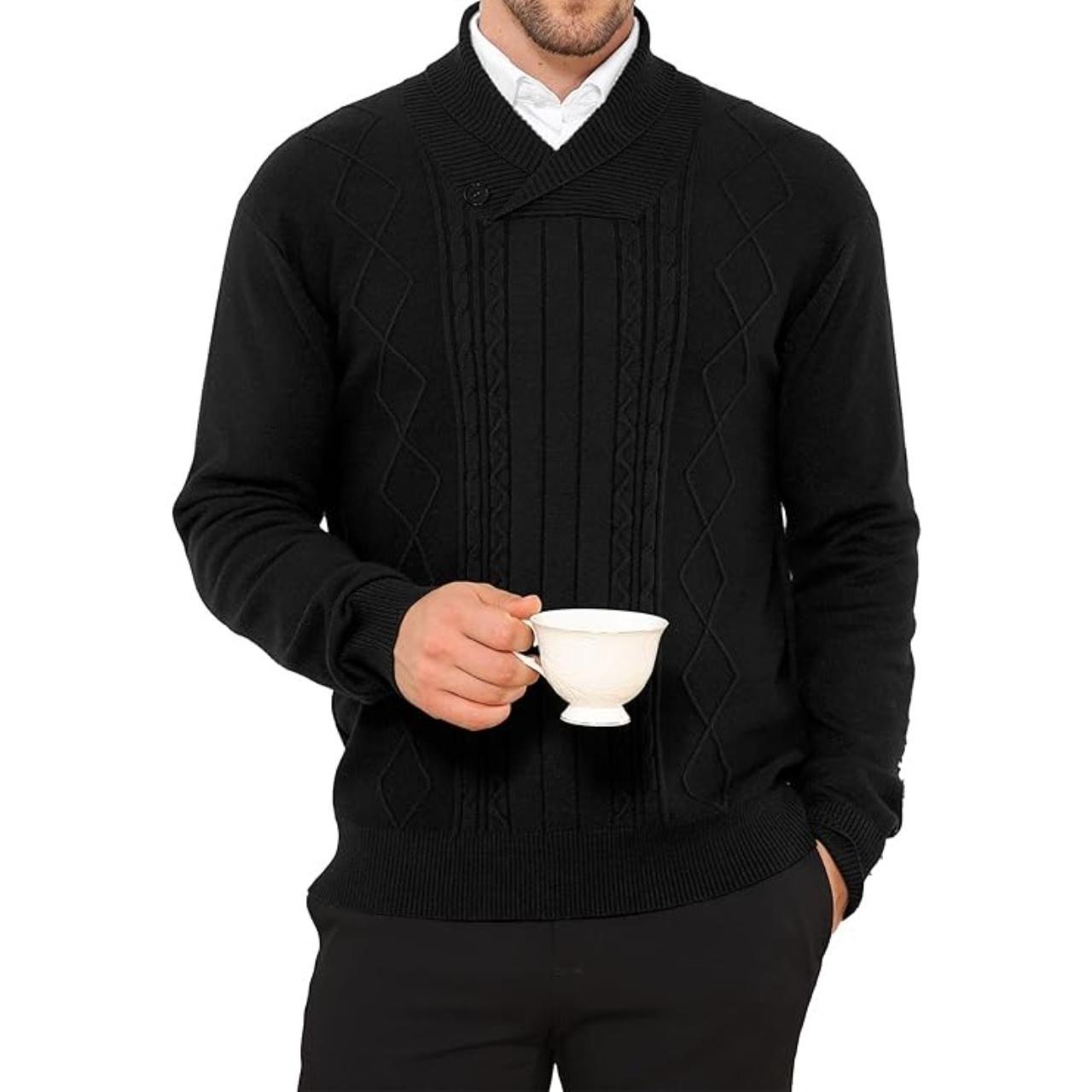 mens shawl collar pullover sweater