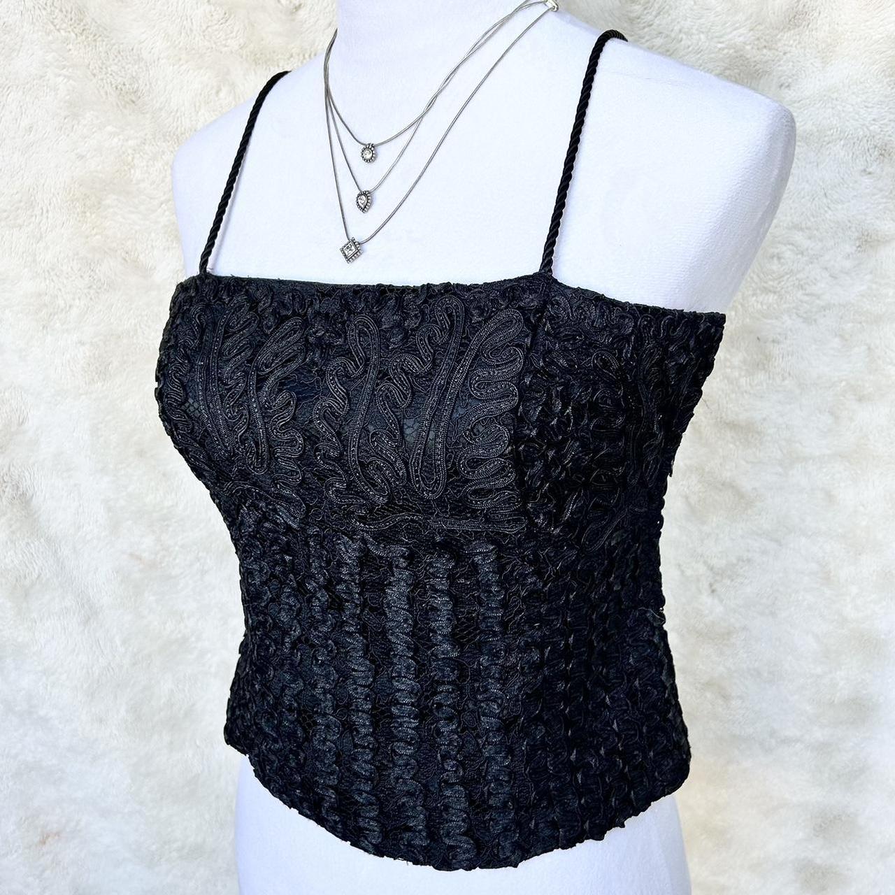 Vintage Italian brocade corset style top with... - Depop