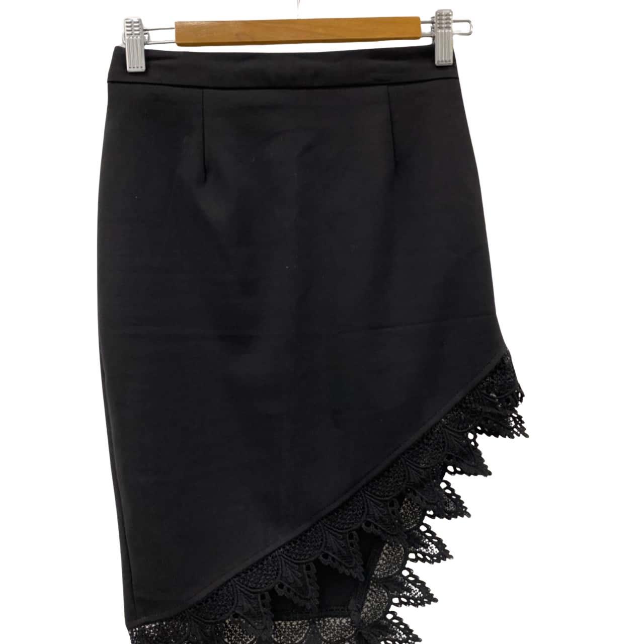 Black asymmetrical skirt with shop zipper