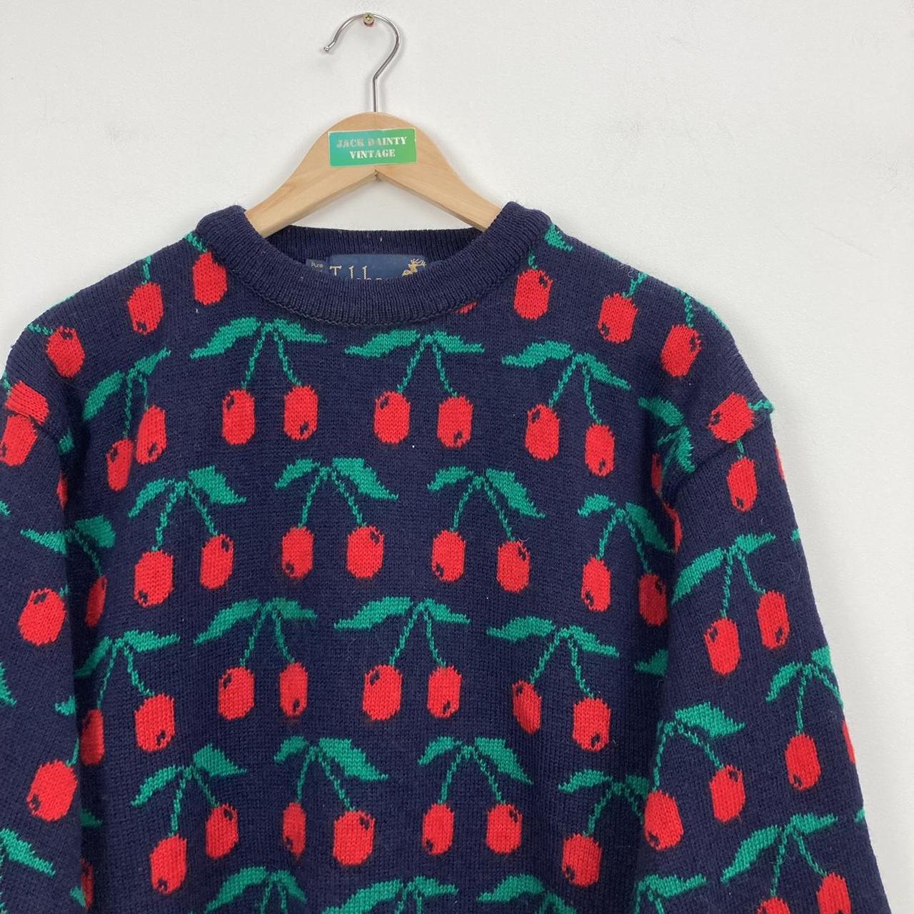 Vintage cherry patterned knitted jumper This is our... - Depop
