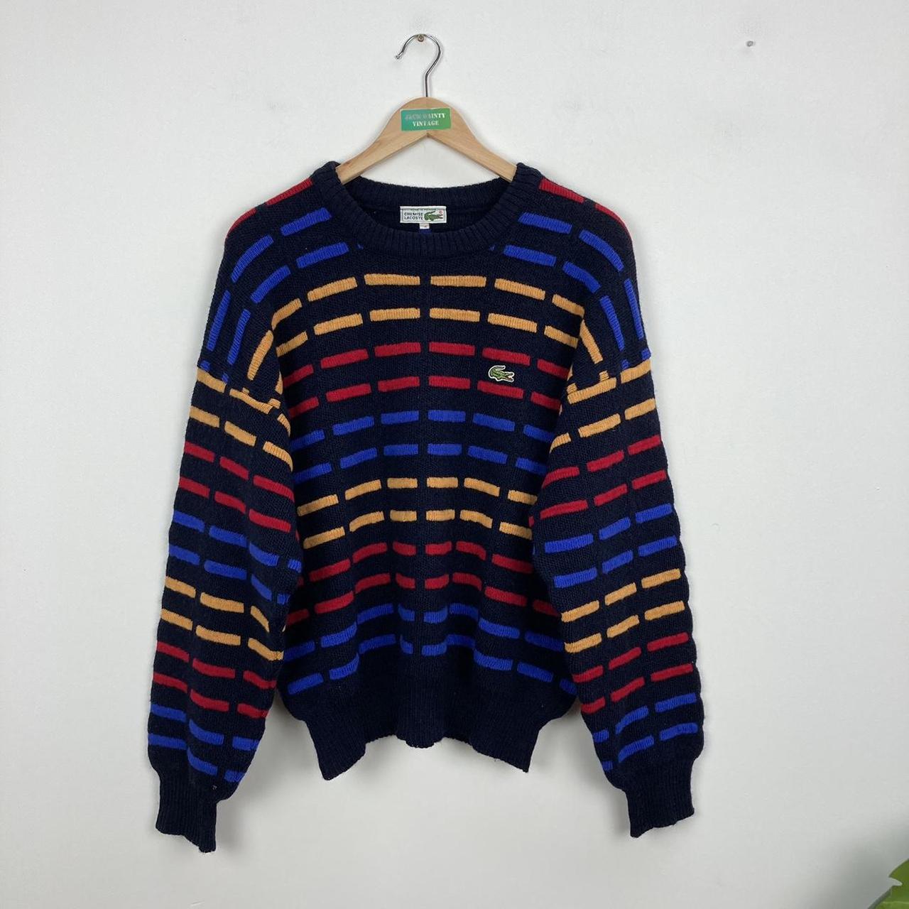 Vintage Lacoste multicoloured knitted jumper This... - Depop